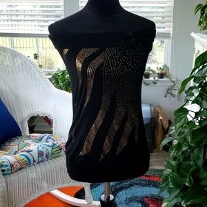 Yabes Black/Gold Strapless Top